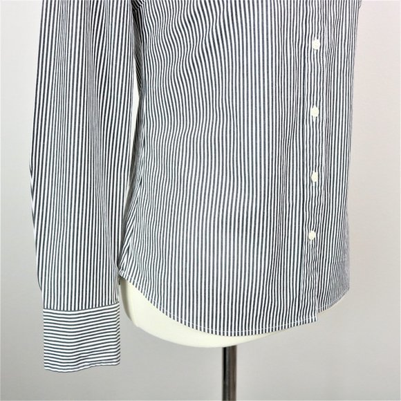 J. Crew Haberdashery Black White Pinstripe Perfect Stretch Button Up Long Sleeve - Picture 11 of 16